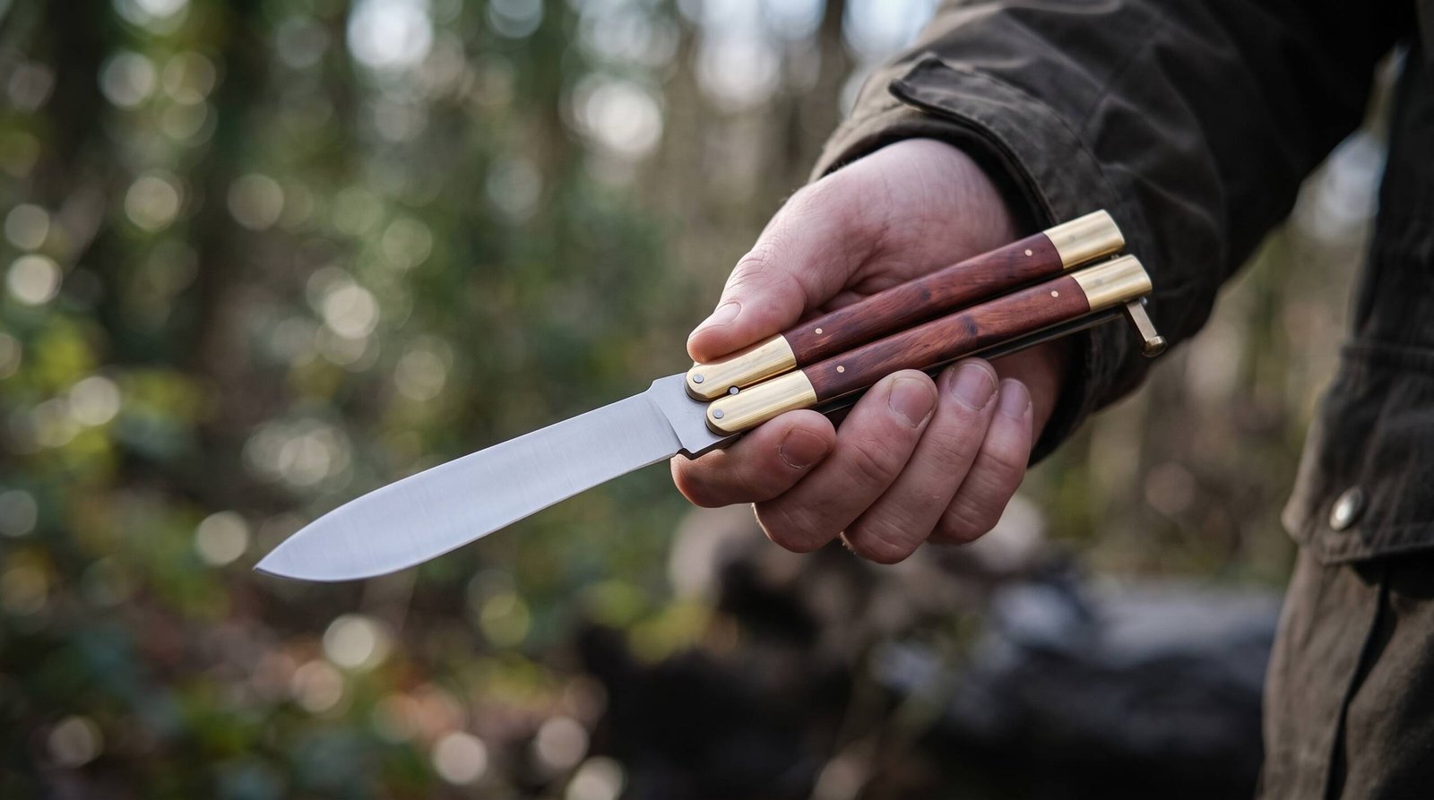 High Carbon Steel Filipino Balisongs Butterfly Stainless Steel with Walnut Burl Wood Inserts Black Mamba Knives World Class Knives | BMK-446 - Image 2