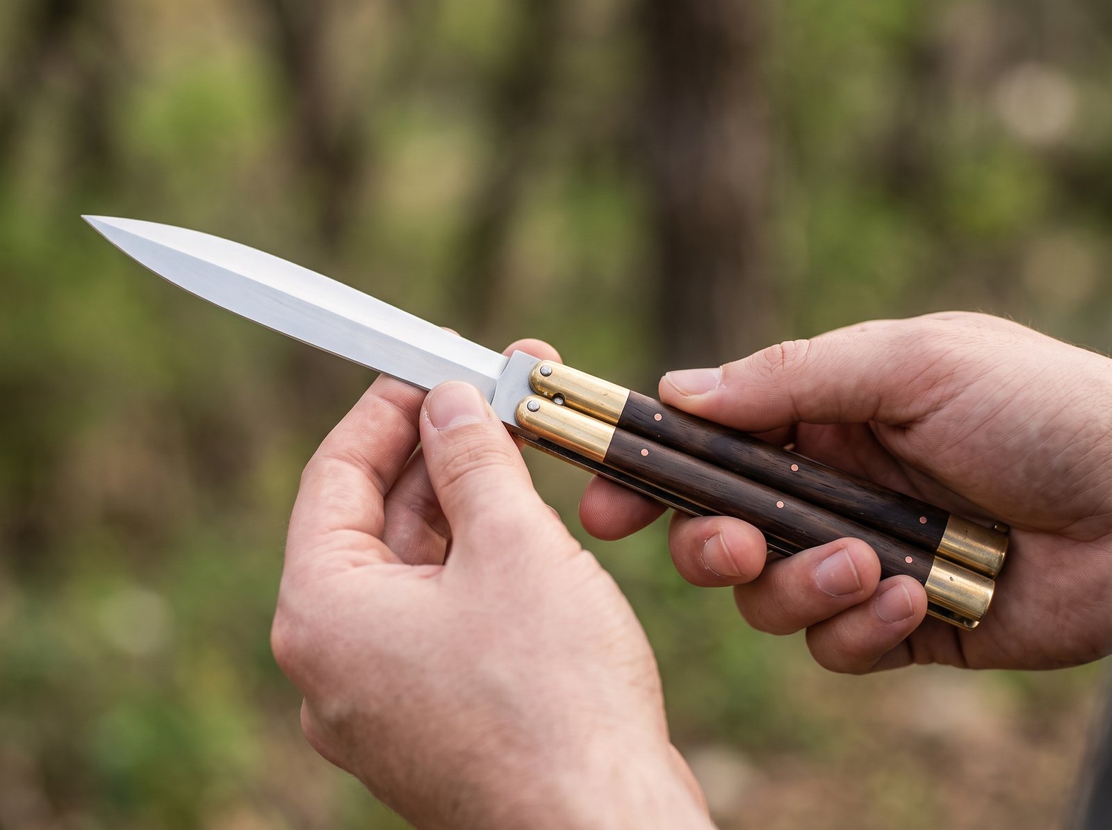 High Carbon Steel Filipino Balisongs Butterfly Brass with Ebony Wood Inserts Black Mamba Knives World Class Knives | BMK-609 - Image 5