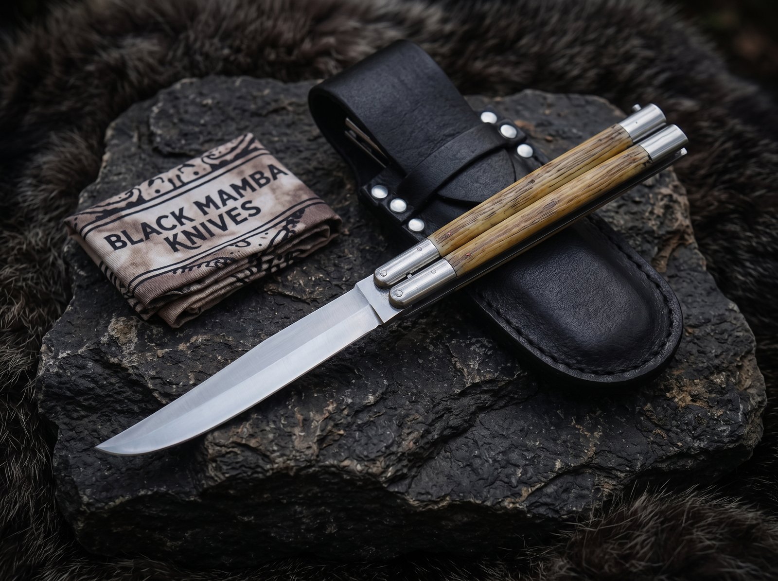 D2 Tool Steel Filipino Balisongs Butterfly Stainless Steel Bone Inserts Black Mamba Knives World Class Knives | BMK-478