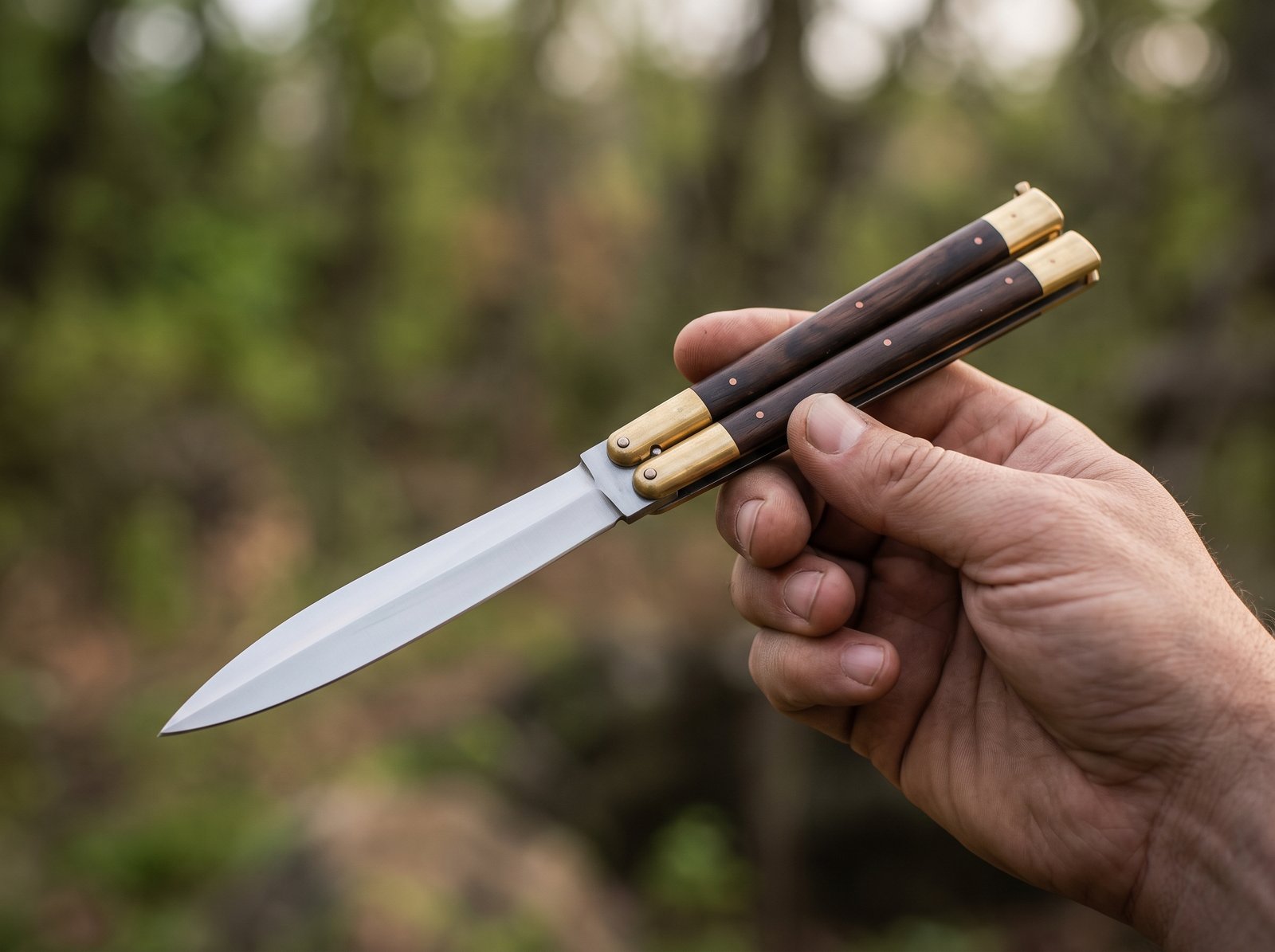 High Carbon Steel Filipino Balisongs Butterfly Brass with Ebony Wood Inserts Black Mamba Knives World Class Knives | BMK-609 - Image 2