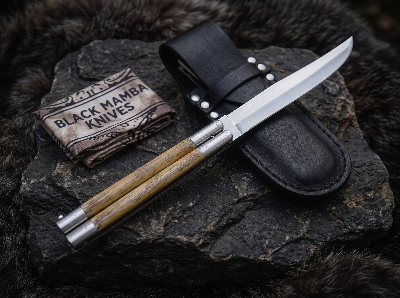 D2 Tool Steel Filipino Balisongs Butterfly Stainless Steel Bone Inserts Black Mamba Knives World Class Knives | BMK-478 - Image 5
