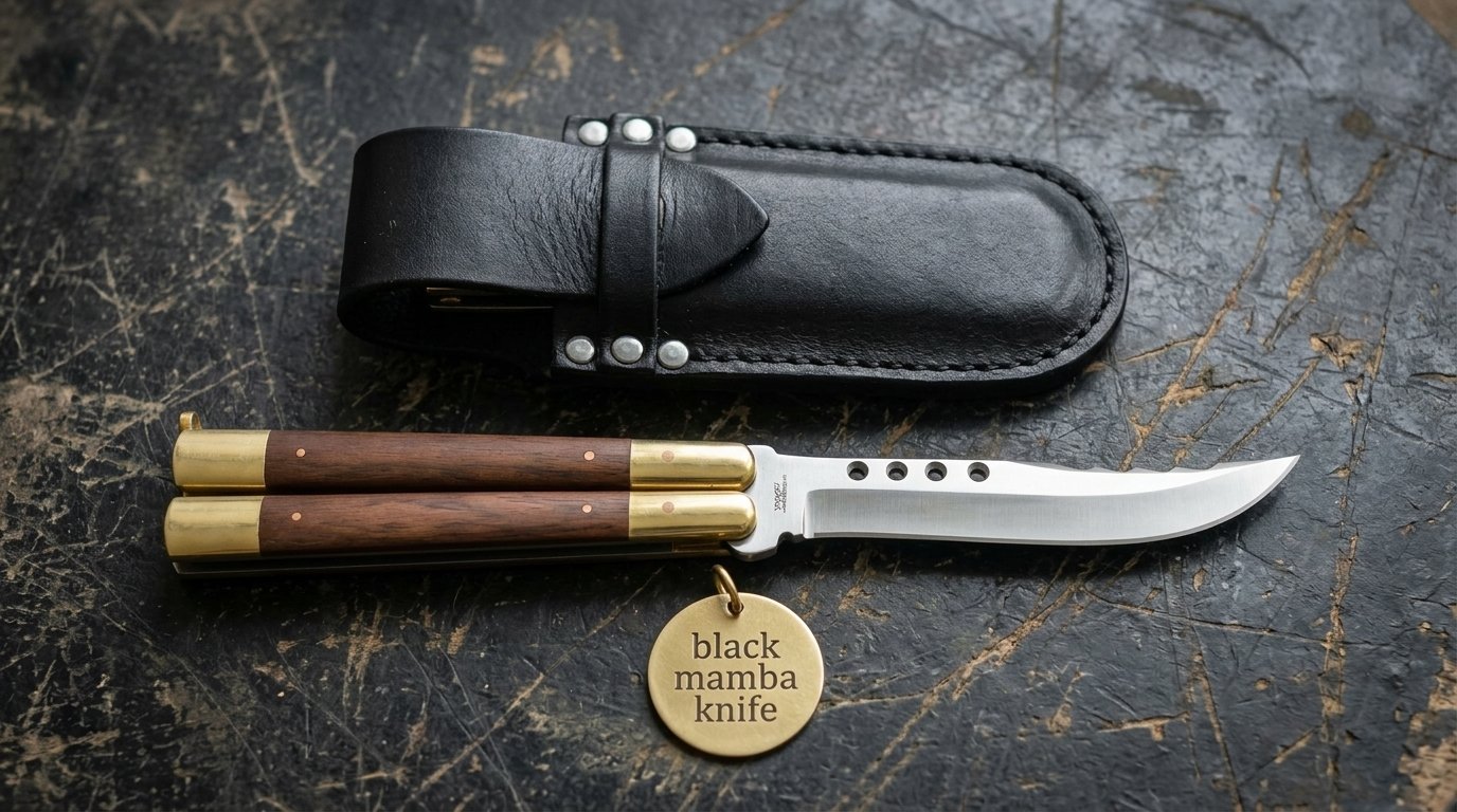 High Carbon Steel Filipino Balisongs Butterfly Stainless Steel High Grains Rose Wood Inserts Black Mamba Knives World Class Knives | BMK-568 - Image 3
