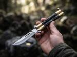 High Carbon Steel Filipino Balisongs Butterfly Brass with Ram Horn Inserts Black Mamba Knives World Class Knives | BMK-437