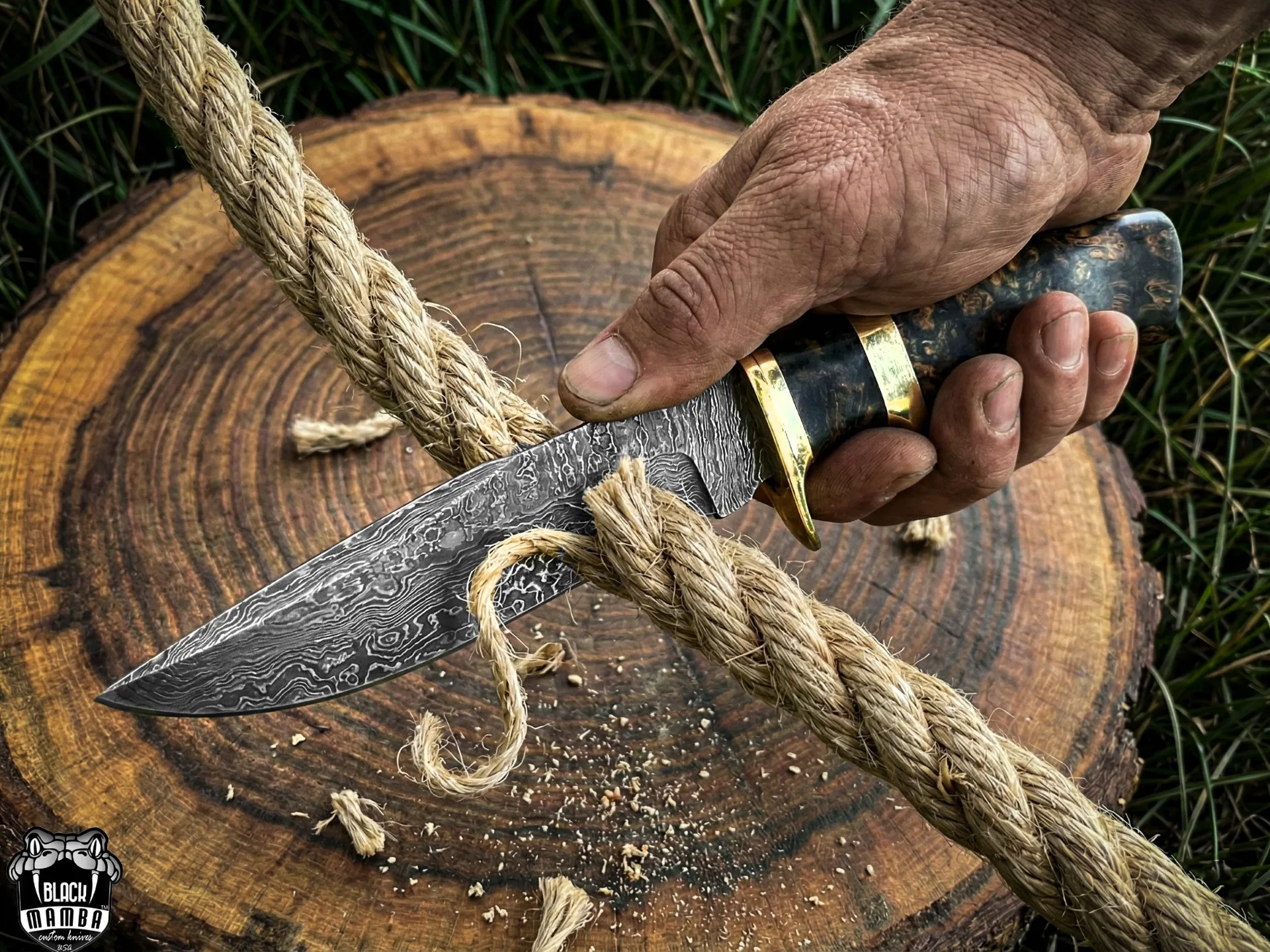 Copperhead Snake - Damascus Bowie Knife, 13″ Overall - view 4