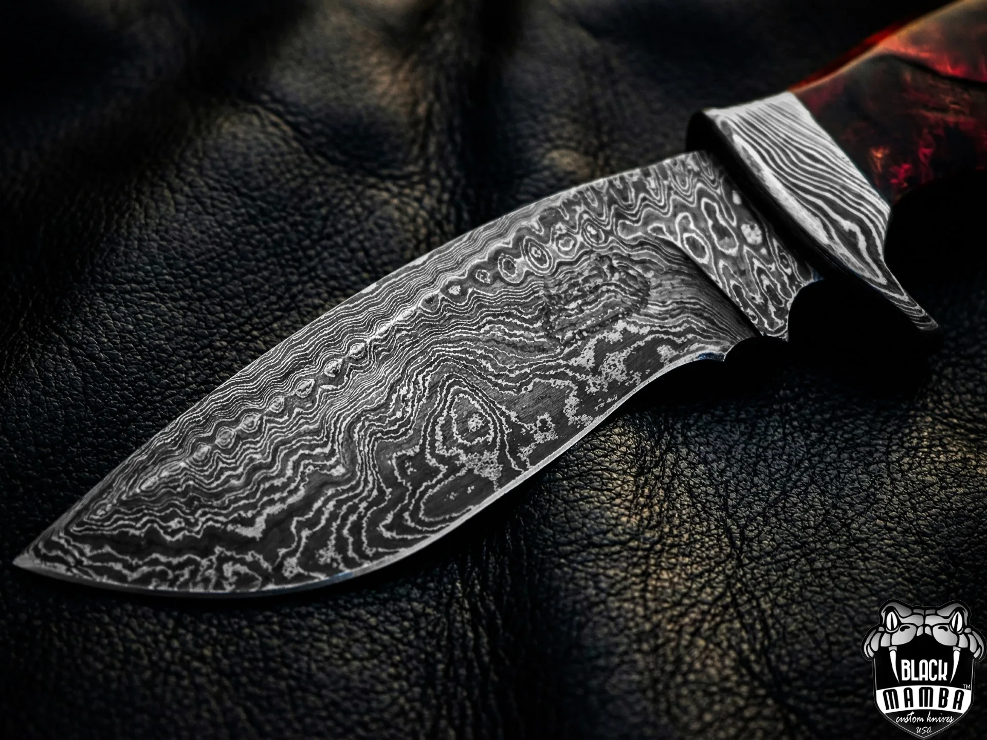 Redback 12″ Long 7″ Blade 12oz Damascus Steel Hunting Bowie Handmade Knife with Stabilized Wood Black Mamba Hand Made World Class Knives LIMITED LUXURY EDITION | BMK-1004-LQ - view 7