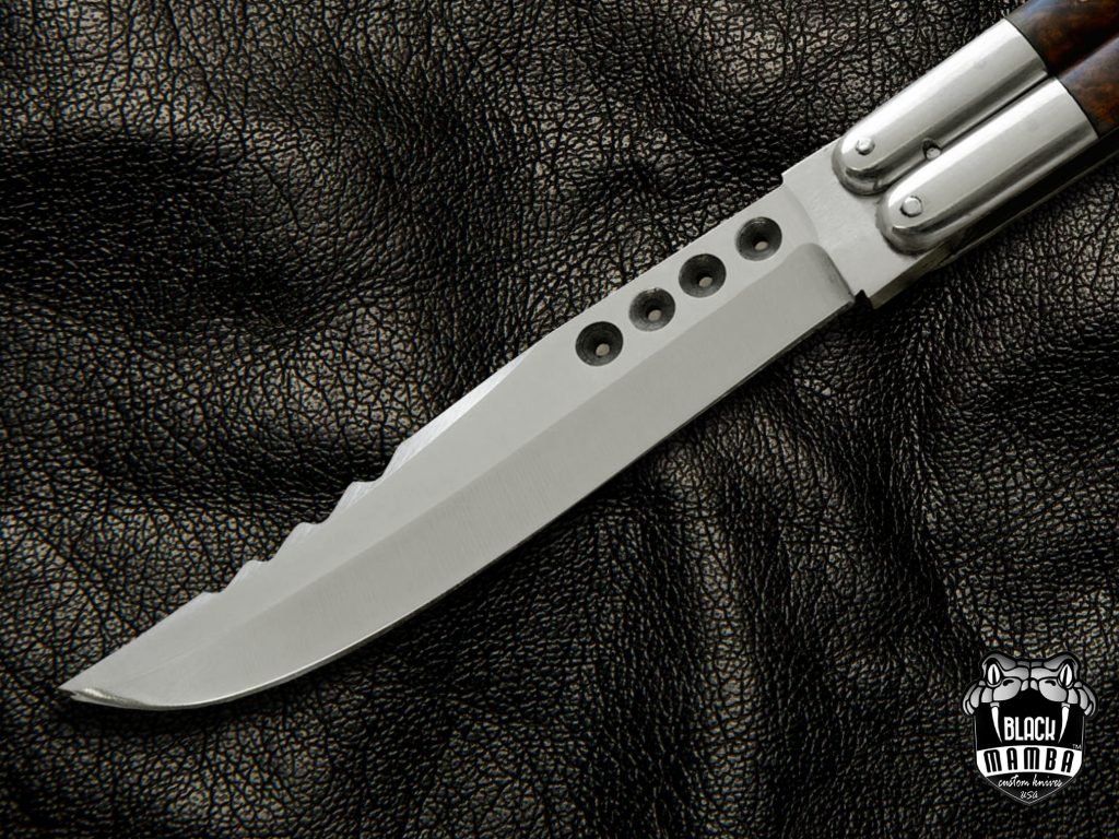 BMK-469 D2 tool steel Filipino Balisongs butterfly Stainless Steel rose wood Inserts black Mamba knives world class knives - Image 4