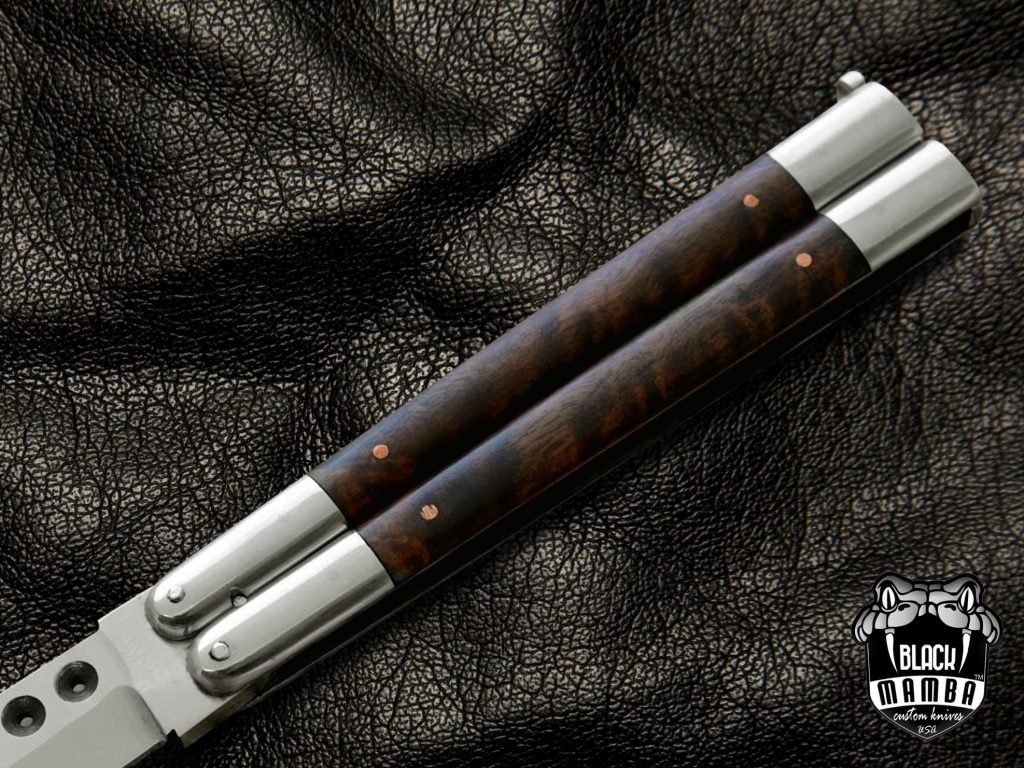 BMK-469 D2 tool steel Filipino Balisongs butterfly Stainless Steel rose wood Inserts black Mamba knives world class knives - Image 3