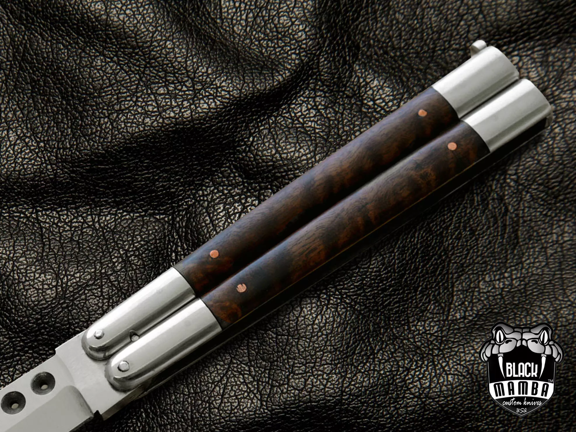 D2 Steel Balisong Butterfly Knife – Rose Wood Handle | BMK-469 - view 4