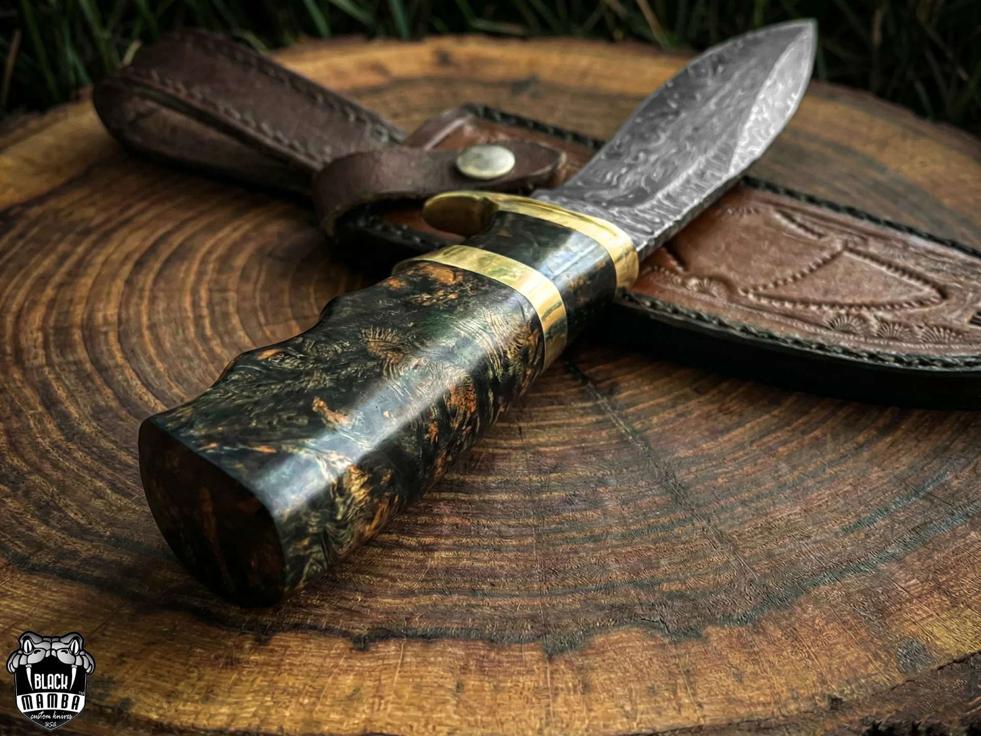 Copperhead Snake - Damascus Bowie Knife, 13″ Overall - view 5