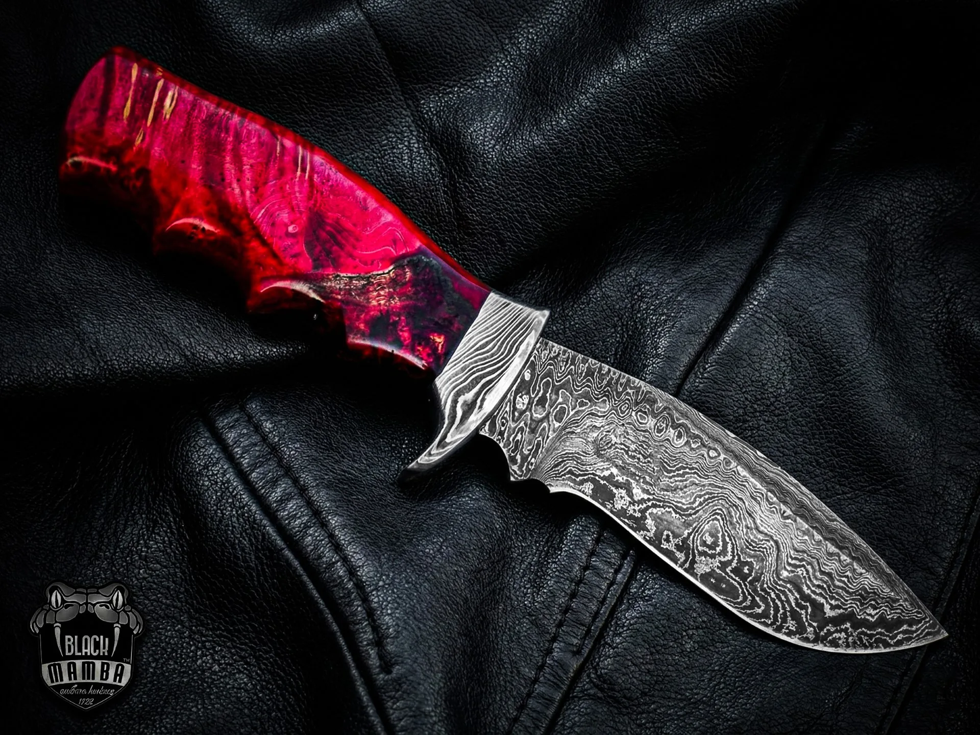 Redback 12″ Long 7″ Blade 12oz Damascus Steel Hunting Bowie Handmade Knife with Stabilized Wood Black Mamba Hand Made World Class Knives LIMITED LUXURY EDITION | BMK-1004-LQ