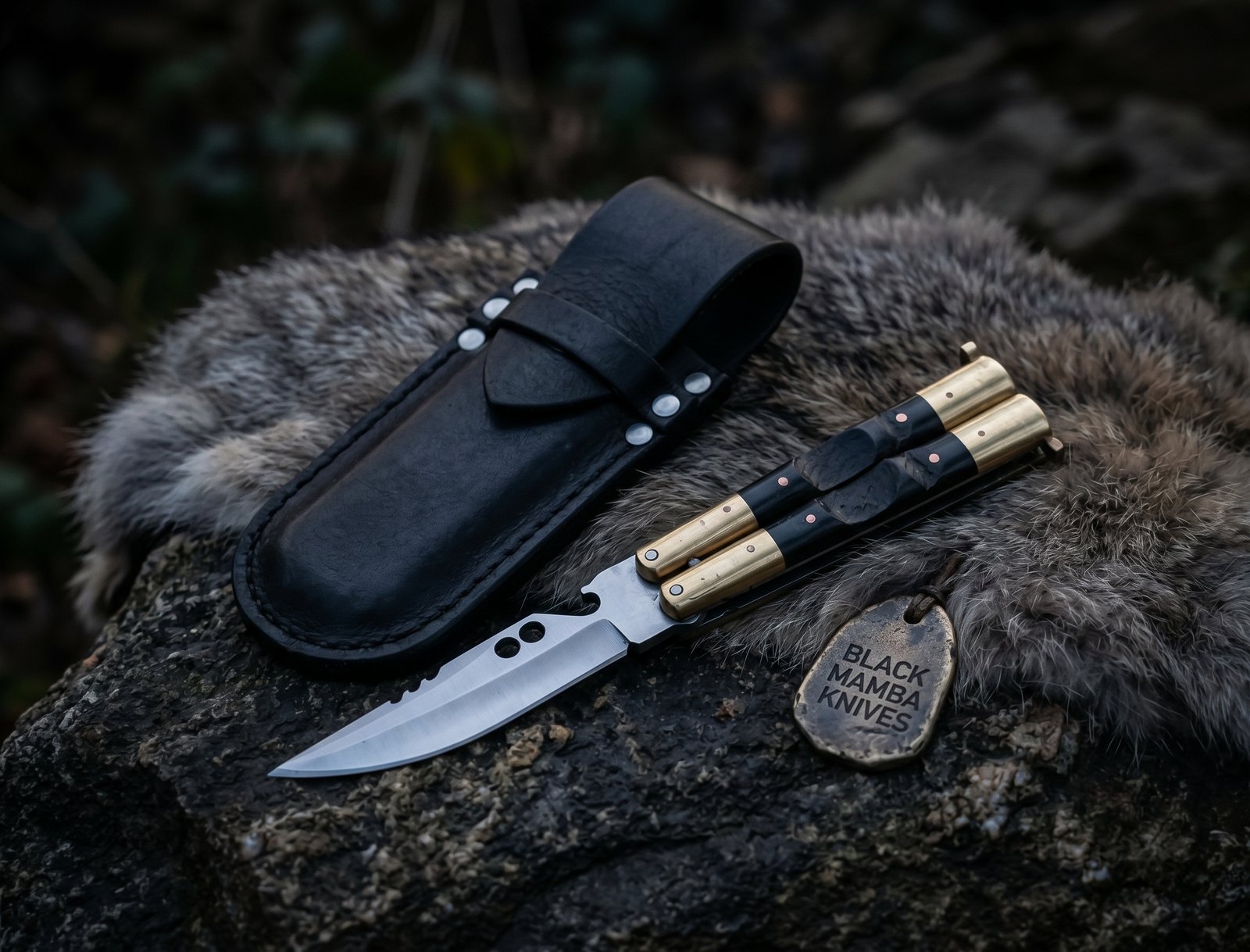 D2 Tool Steel Filipino Balisongs Butterfly Stainless Steel Ram Horn Inserts Black Mamba Knives World Class Knives | BMK-464 - Image 3