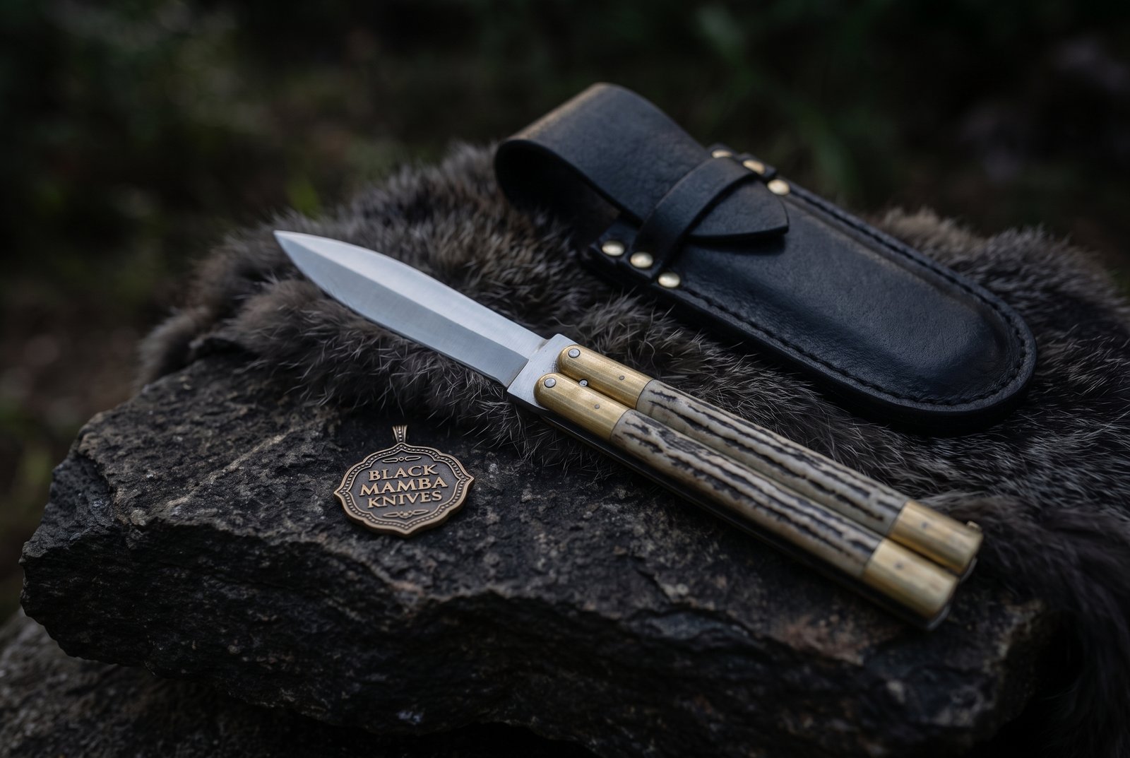 High Carbon Steel Filipino Balisongs Butterfly Stainless Steel Dye Bone Inserts Black Mamba Knives World Class Knives | BMK-573 - Image 2