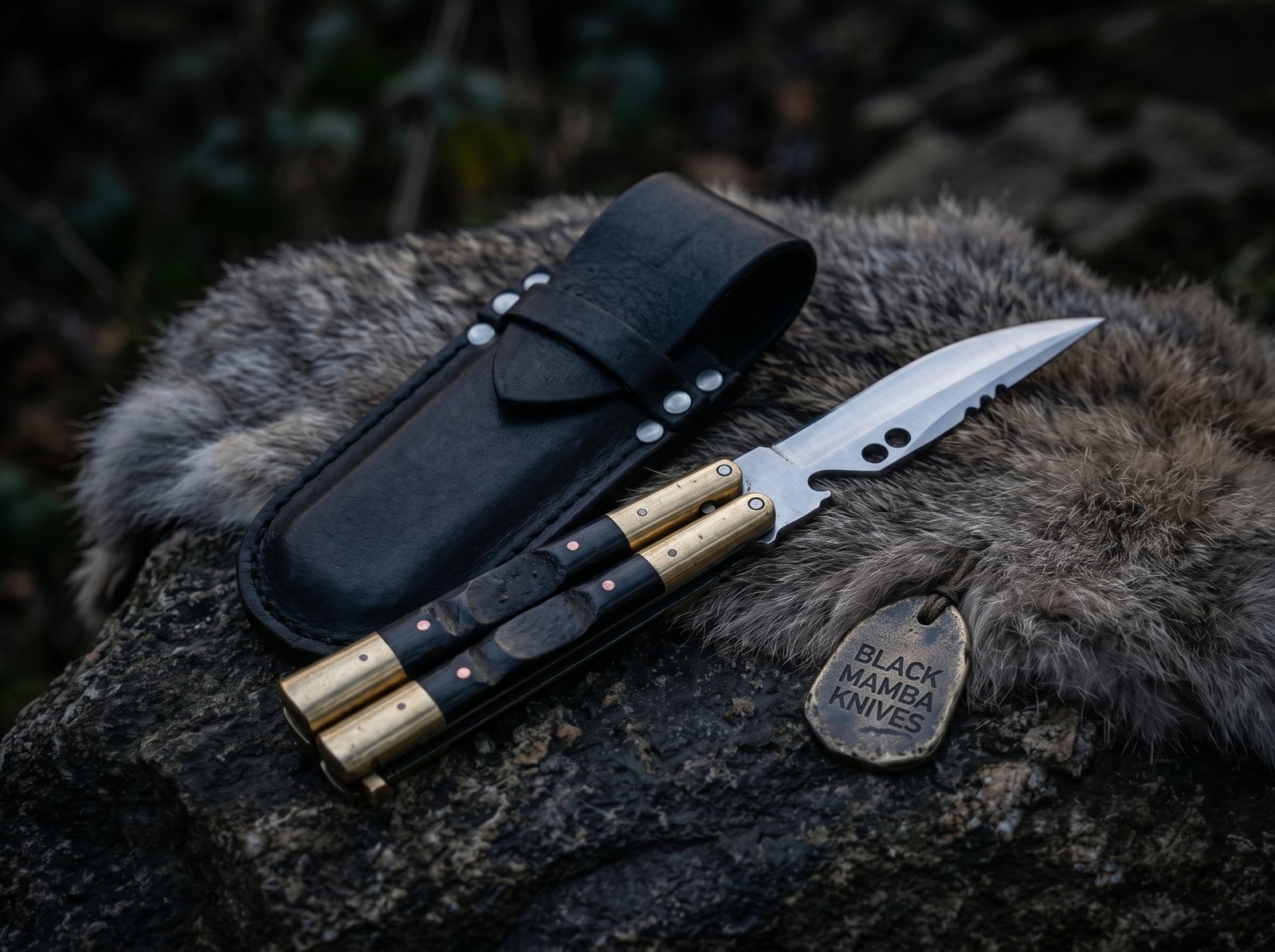 D2 Tool Steel Filipino Balisongs Butterfly Stainless Steel Ram Horn Inserts Black Mamba Knives World Class Knives | BMK-464 - Image 2