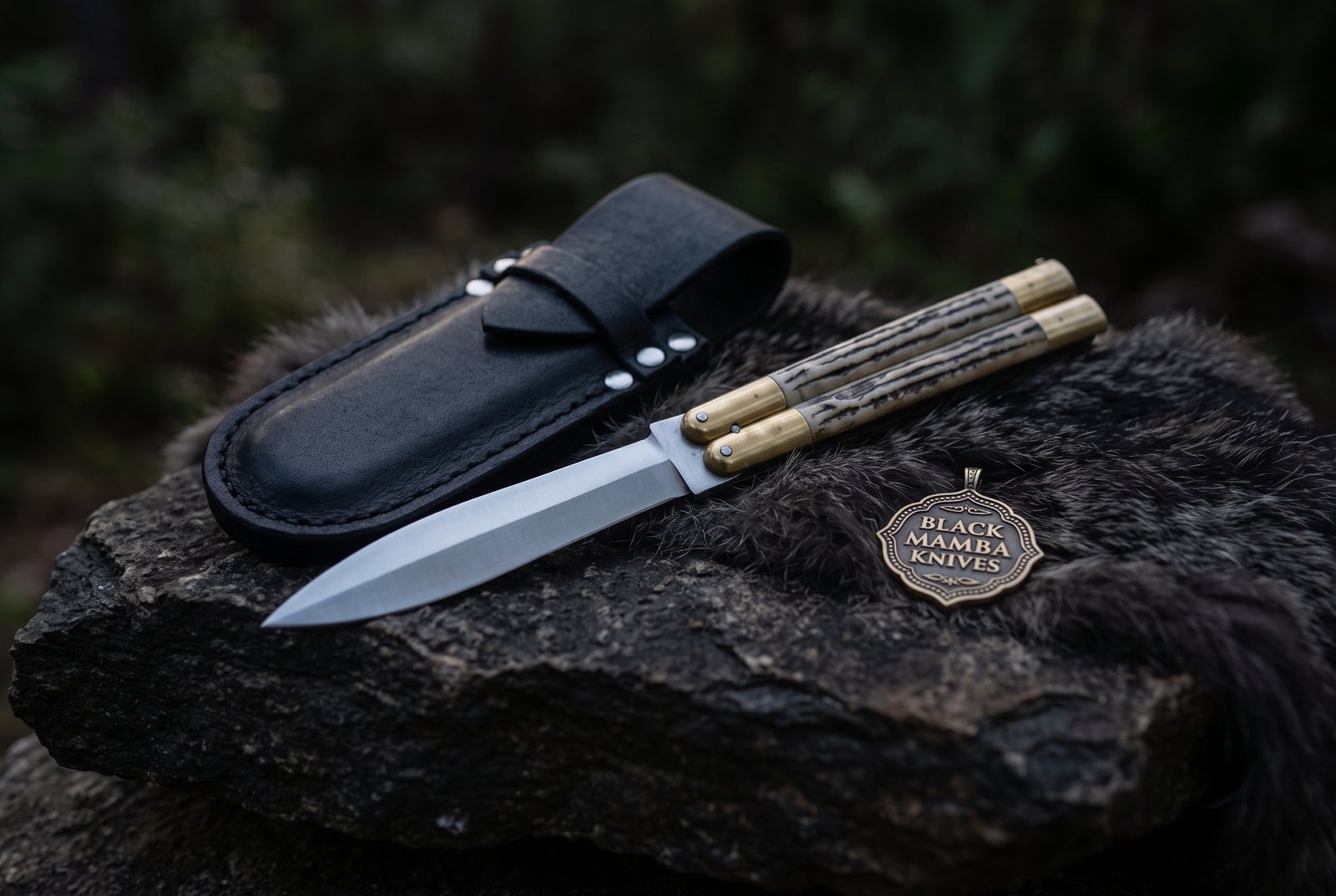 High Carbon Steel Filipino Balisongs Butterfly Stainless Steel Dye Bone Inserts Black Mamba Knives World Class Knives | BMK-573 - Image 3