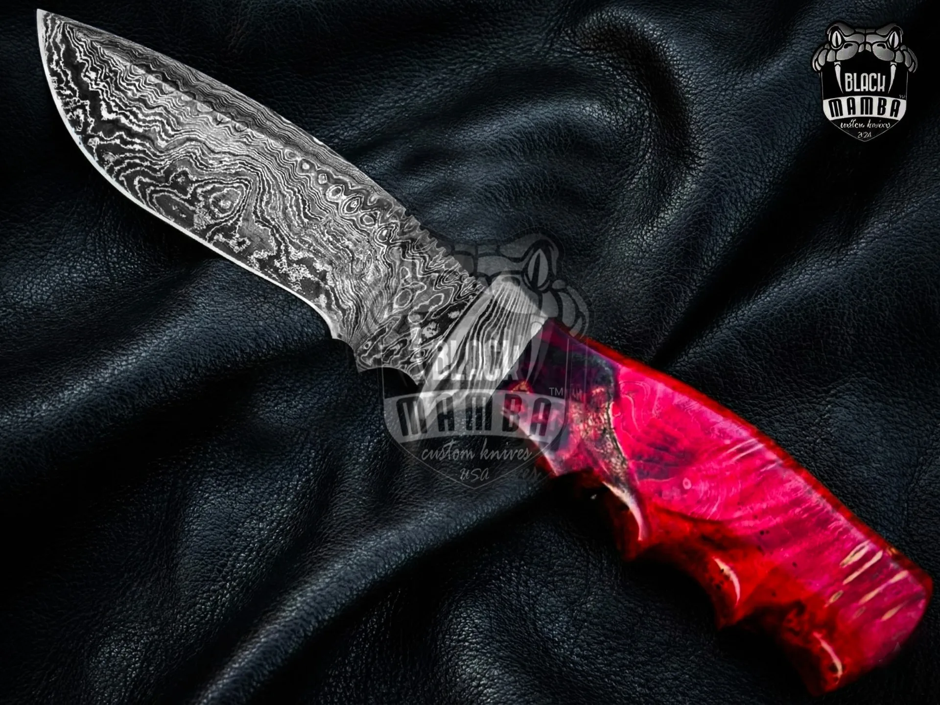 Redback 12″ Long 7″ Blade 12oz Damascus Steel Hunting Bowie Handmade Knife with Stabilized Wood Black Mamba Hand Made World Class Knives LIMITED LUXURY EDITION | BMK-1004-LQ - view 8