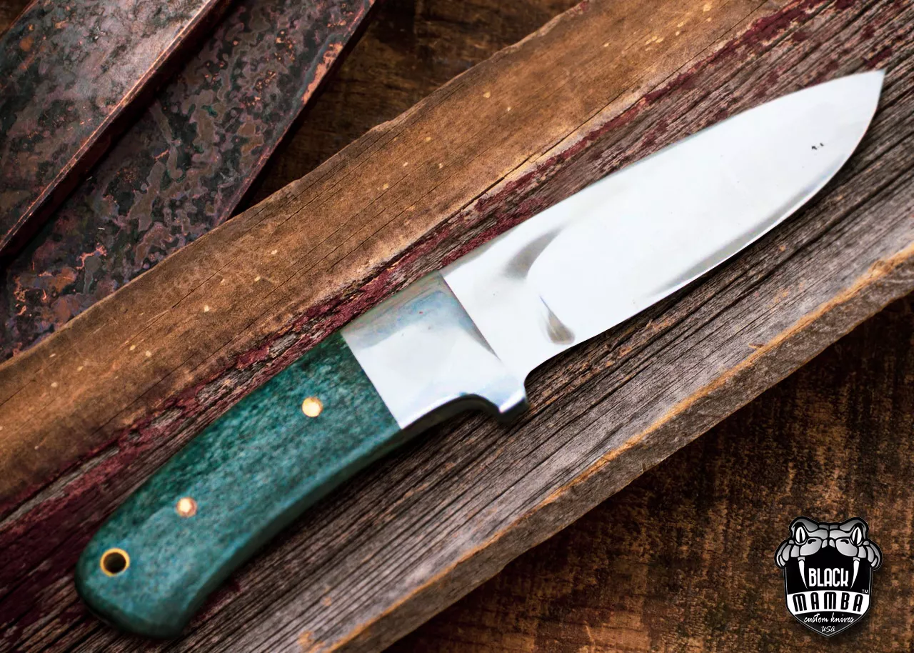 Green Fish Knife 9″ Long 4.5″ Blade 9oz 440c Stainless Steel Fixed Blade Hunting Bowie Skinner Handmade Knife Black Mamba Hand Made World Class Knives USA Made | BMK-144 - view 2