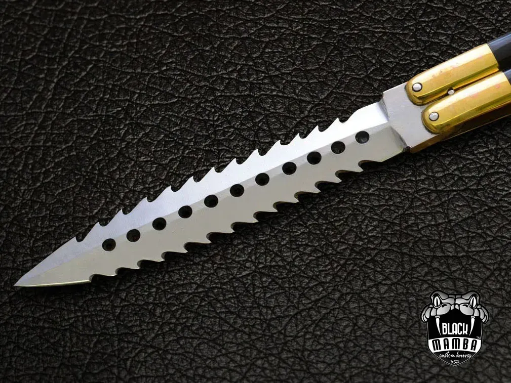 D2 Steel Balisong Butterfly Knife – Rose Wood, Bone Handle | BMK-479 - view 3