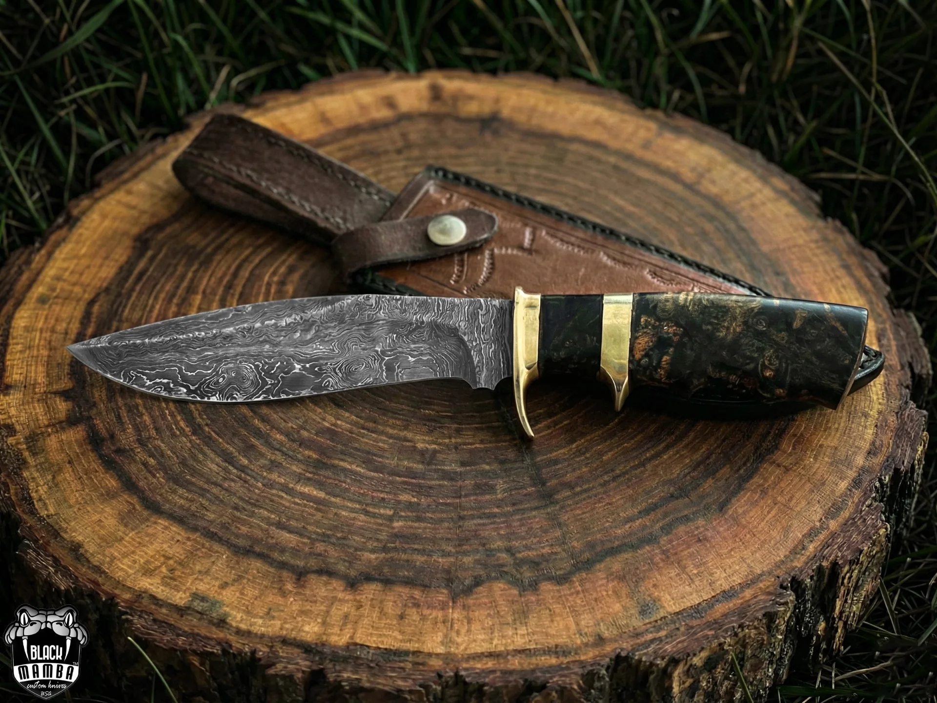 Copperhead Snake - Damascus Bowie Knife, 13″ Overall - view 7