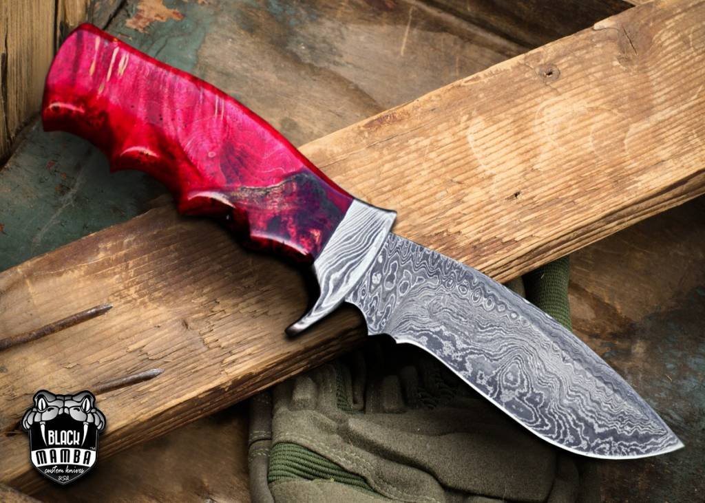 BMK-1004-LQ Redback 12″ Long 7″Blade ” 12oz Damascus steel Hunting Bowie Handmade Knife with stabilized wood Black mamba Hand Made Word Class knives LIMITED LUXURY EDITION - Image 2