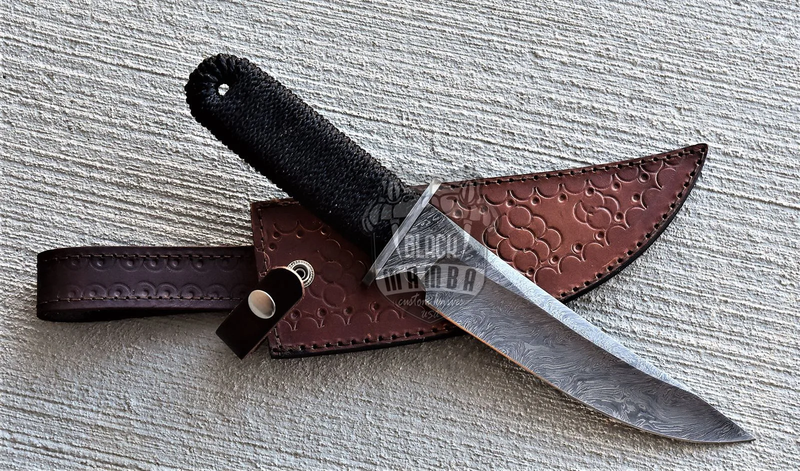 Black Rat Snake - Damascus Bowie Knife, 12″ Overall - view 2