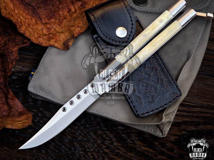 BMK-476  D2 tool steel Filipino Balisongs butterfly Stainless Steel bone Inserts black Mamba knives world class knives