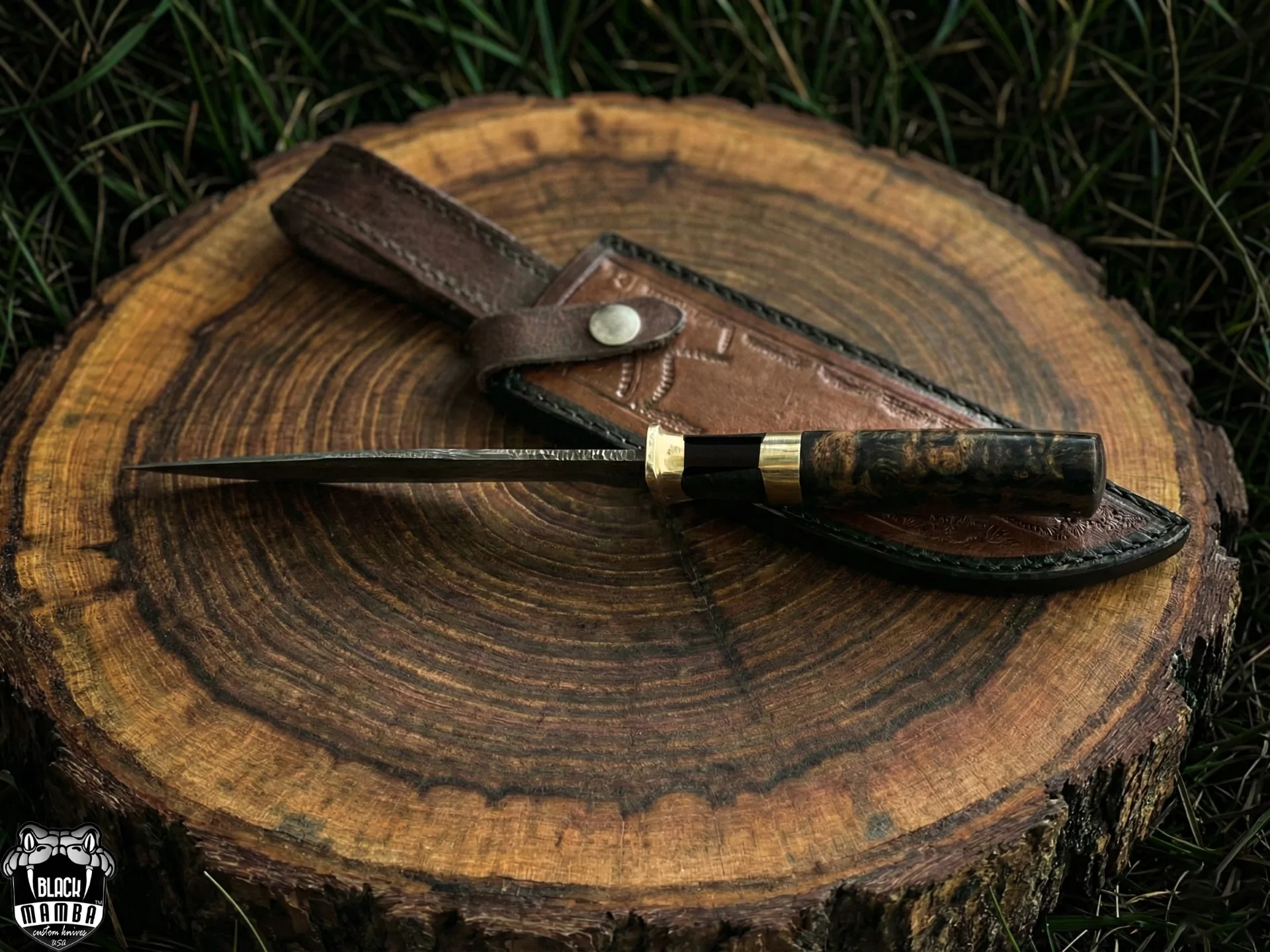 Copperhead Snake - Damascus Bowie Knife, 13″ Overall - view 8