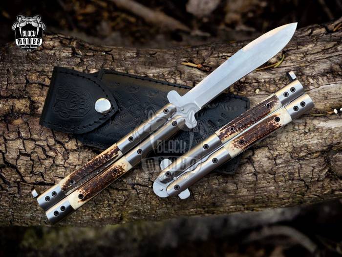 BMK-630 High Carbon Steel Filipino Balisongs butterfly Brass with Stainless Steel with Philippine Deer Horn Inserts Inserts black Mamba knives world class Knives