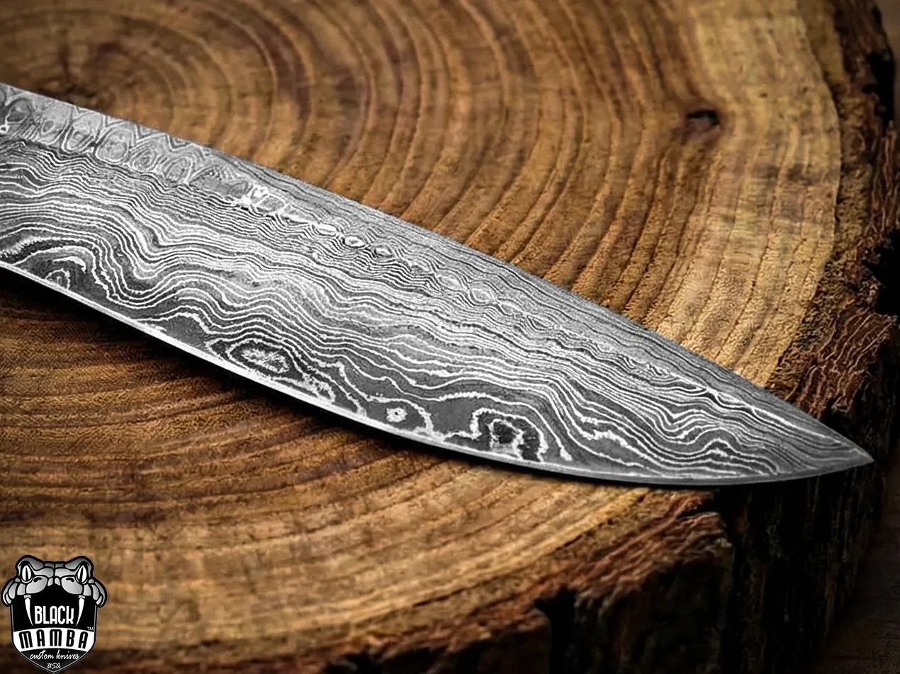 Copperhead Snake - Damascus Bowie Knife, 13″ Overall - view 9