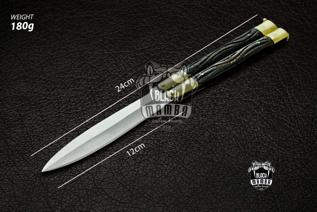 BMK-407 High Carbon Steel Filipino Balisongs butterfly Razor Sharp Knife with Rose Wood Black Mamba knives world class Knives - Image 2