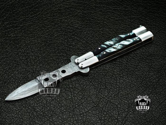 BMK-591 High Carbon Steel Filipino Balisongs butterfly Brass with Stainless Steel with Water Buffalo Horn  black Mamba knives world class Knives