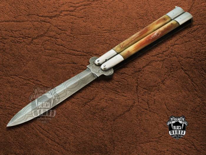 BMK-608 High Carbon Steel Filipino Balisongs butterfly Brass with Stainless Steel with dye bone  black Mamba knives world class Knives