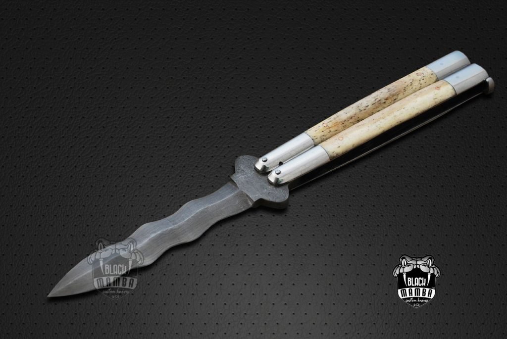 BMK-581 High Carbon Steel Filipino Balisongs butterfly Brass with Stainless Steel with Bone with walnut brul Wood black Mamba knives world class Knives