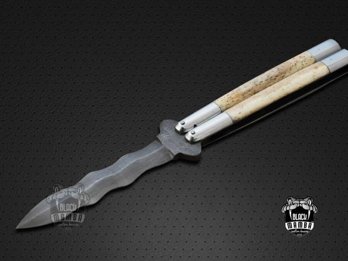 BMK-581 High Carbon Steel Filipino Balisongs butterfly Brass with Stainless Steel with Bone with walnut brul Wood black Mamba knives world class Knives