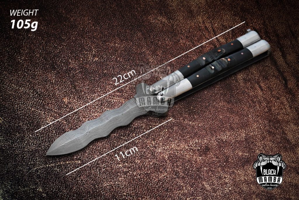BMK-580 High Carbon Steel Filipino Balisongs butterfly Brass with Stainless Steel with Water Buffalo Horn black Mamba knives world class Knives - Image 4
