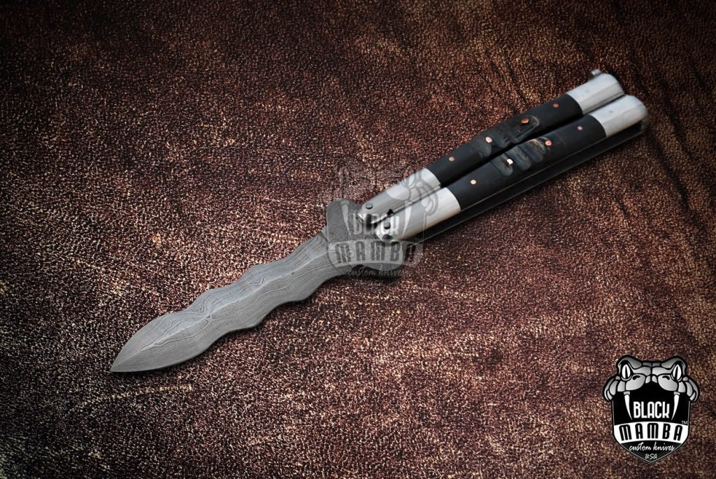 BMK-580 High Carbon Steel Filipino Balisongs butterfly Brass with Stainless Steel with Water Buffalo Horn black Mamba knives world class Knives