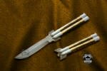 BMK-574 High Carbon Steel Filipino Balisongs butterfly Brass with Stainless Brass with walnut burl wood  Inserts black Mamba knives world class Knives