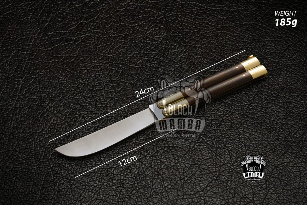 BMK-569 High Carbon Steel Filipino Balisongs butterfly Brass with ebony Wood Inserts black Mamba knives world class Knives - Image 2