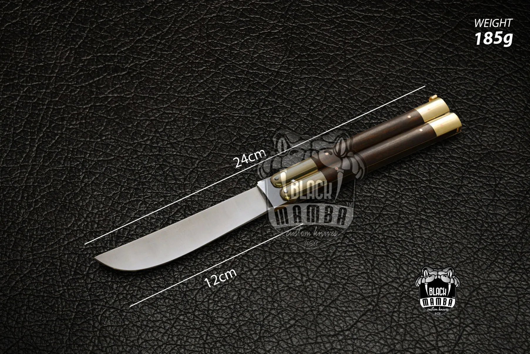 Filipino Balisong Butterfly Knife - Brass & Ebony Wood | BMK-421 - view 3