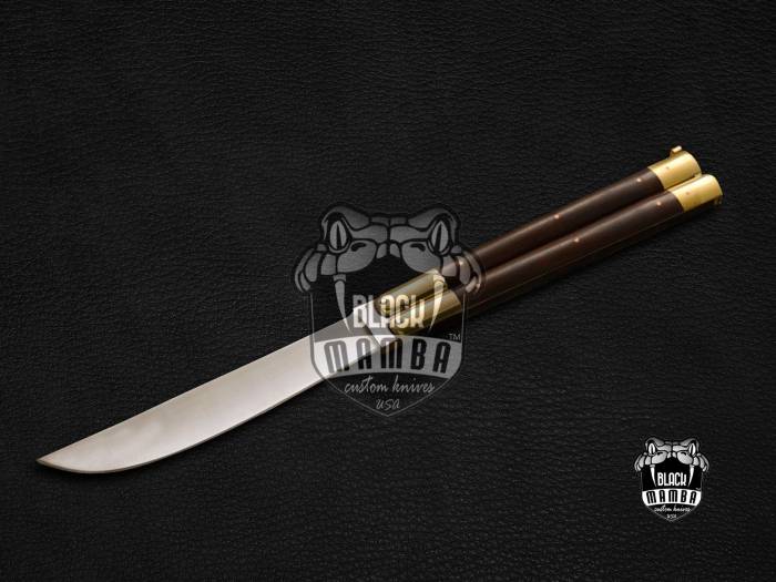 BMK-563High Carbon Steel Filipino Balisongs butterfly Brass with rose Wood Inserts black Mamba knives world class Knives