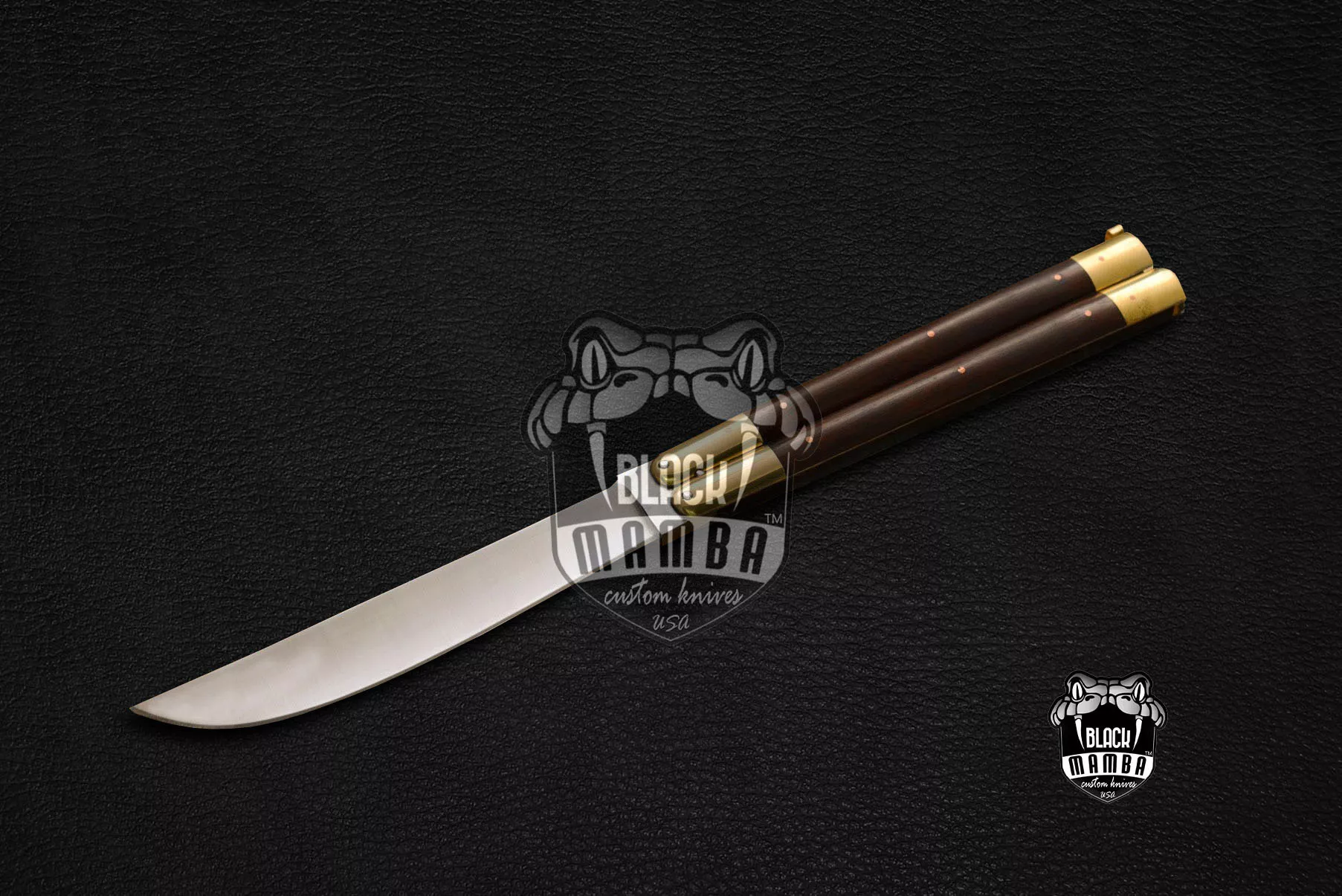Carbon Steel Balisong Butterfly Knife – Rose Wood, Brass Handle | BMK-423