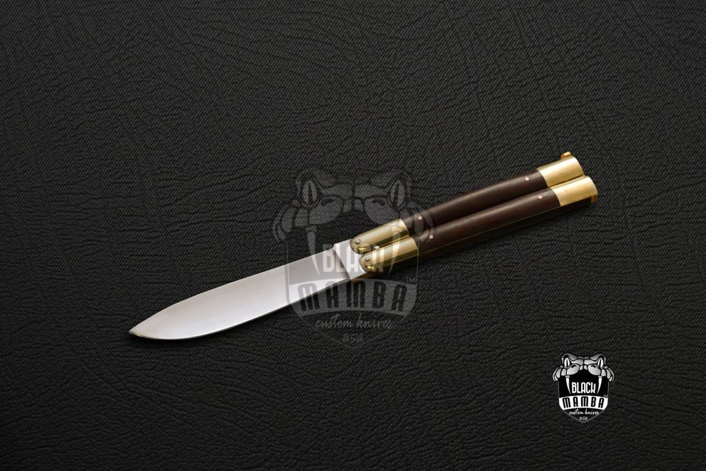 BMK-612 High Carbon Steel Filipino Balisongs butterfly  Brass with rose Wood Inserts black Mamba knives world class Knives