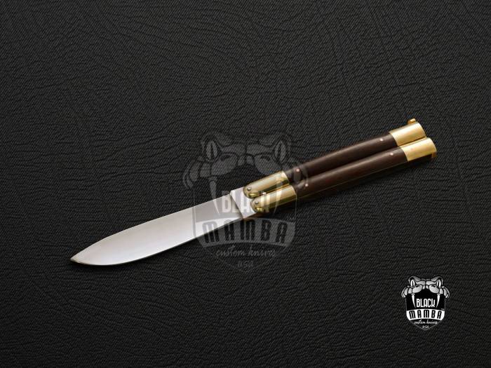 BMK-612 High Carbon Steel Filipino Balisongs butterfly  Brass with rose Wood Inserts black Mamba knives world class Knives
