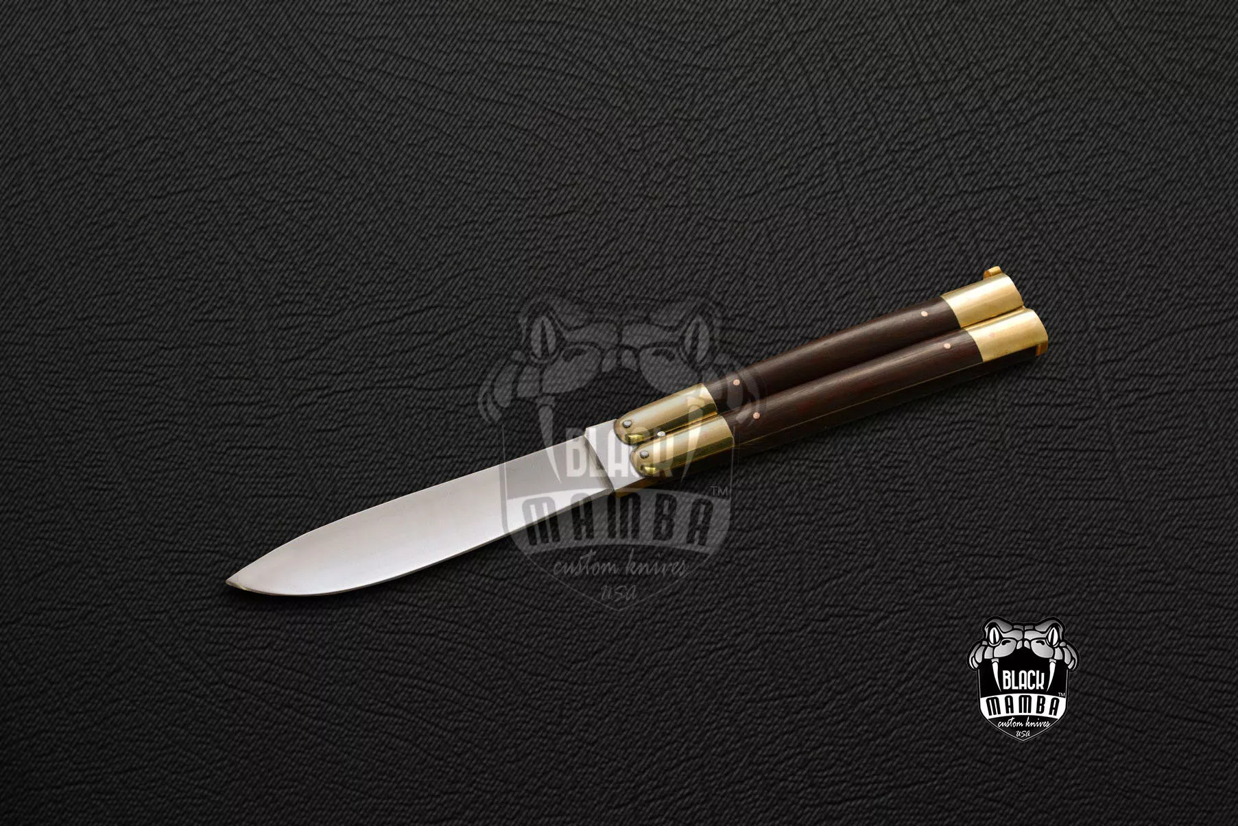 High Carbon Steel Filipino Balisongs Butterfly Brass with Rose Wood Inserts Black Mamba Knives World Class Knives | BMK-612