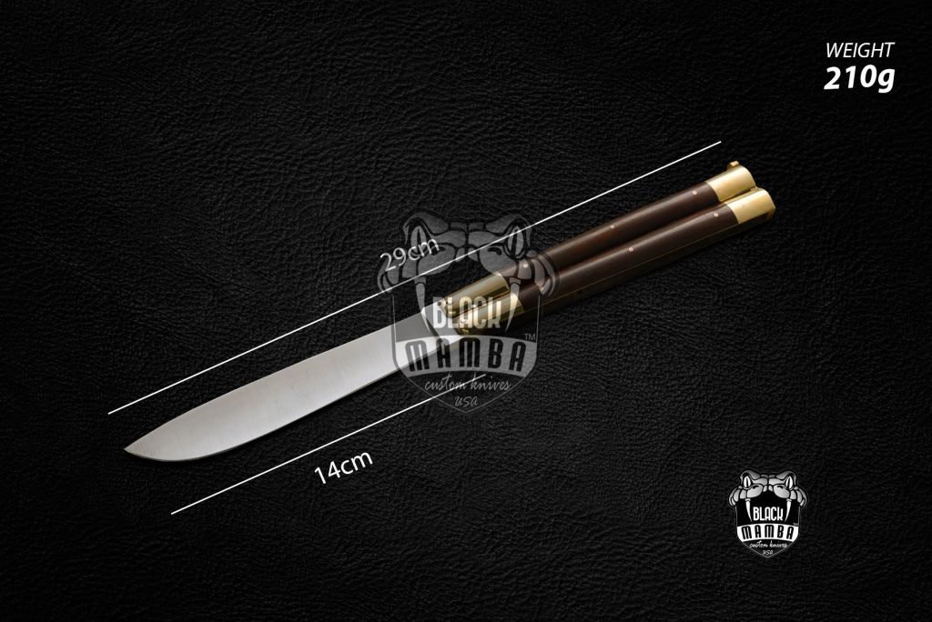 BMK-564 High Carbon Steel Filipino Balisongs butterfly Brass with buffalo horn Inserts black Mamba knives world class Knives - Image 2