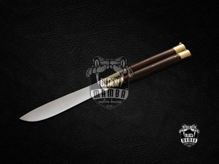 BMK-564 High Carbon Steel Filipino Balisongs butterfly Brass with buffalo horn Inserts black Mamba knives world class Knives