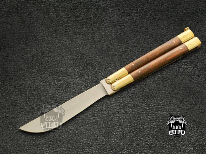 BMK-429 High Carbon Steel Filipino Balisongs butterfly Brass with High grains rose wood or walnut burl wood insert black Mamba knives world class Knives