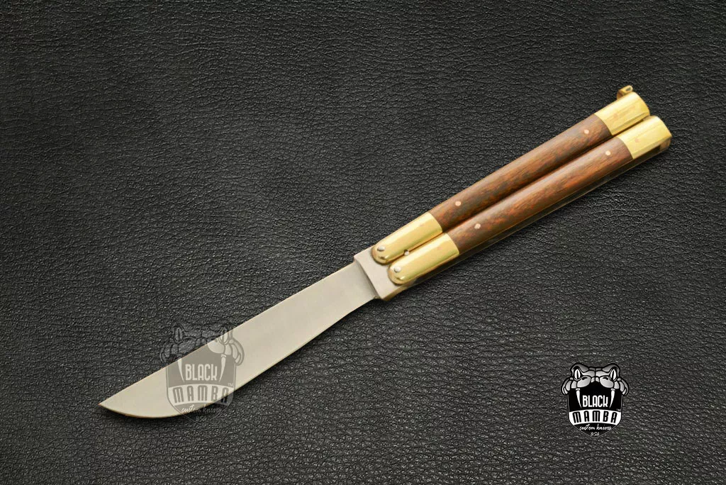 Filipino Balisong Butterfly Knife - Brass & High Grains Rose Wood & Walnut Burl Wood