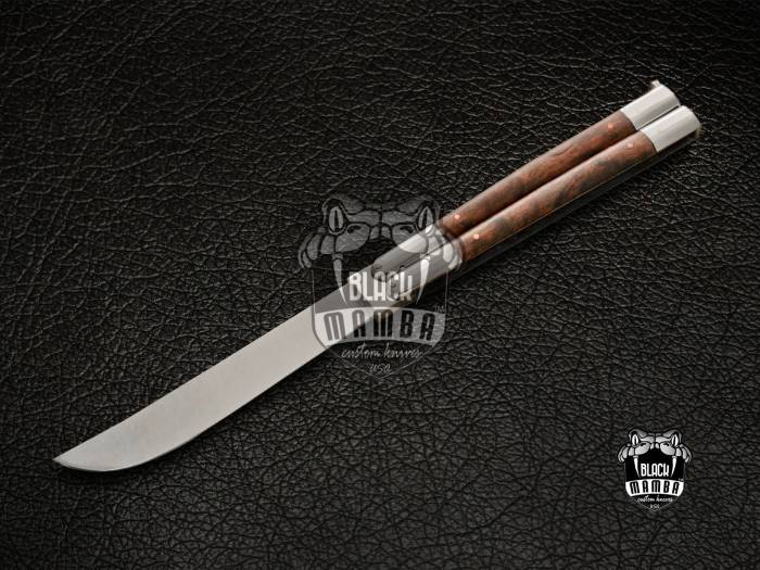 BMK-434 High Carbon Steel Filipino Balisongs butterfly Stainless with walnut wood and burl wood Inserts with Mamba knives world class Knives