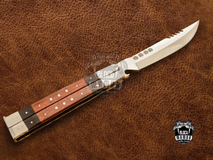 BMK-436 High Carbon Steel Filipino Balisongs butterfly Stainless Steel with High grains rose wood or walnut wood Inserts black Mamba knives world class Knives