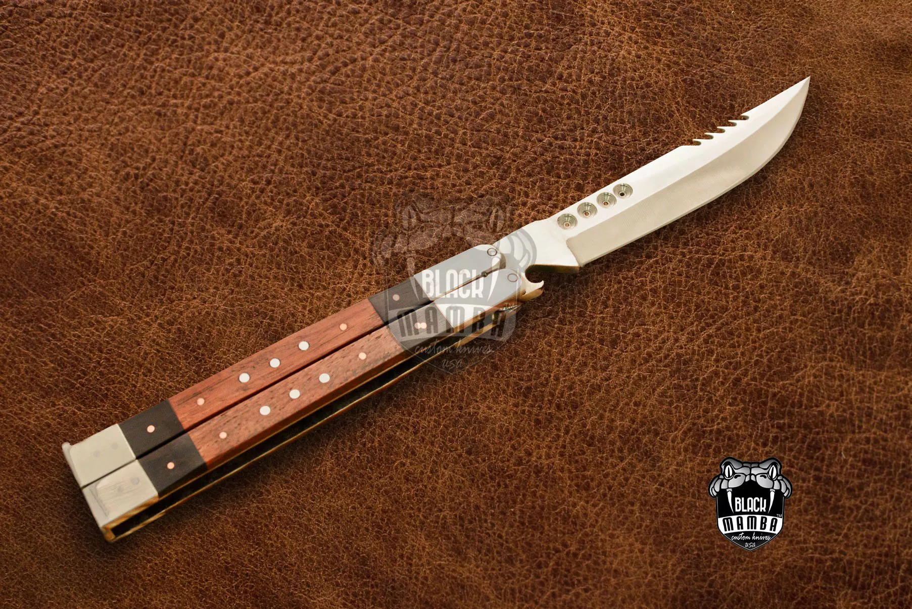Filipino Balisong Butterfly Knife - Stainless Steel & High Grains Rose Wood & Walnut Wood